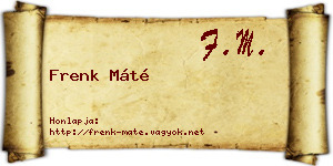 Frenk Máté névjegykártya